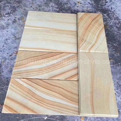 Beige/Yellow Wood Vein Sandstone Tiles for Wall Cladding