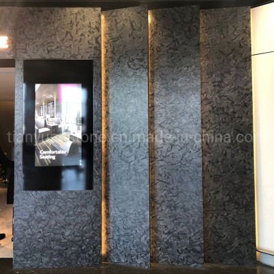 Flamed and Brushed Antique Black Matrix Granite with Standard Slab Size